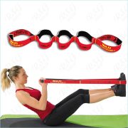 Elastiband® fitnesz erősítő gumipánt Maxi hosszú,  piros színű, 10 kg közepes ellenállás,  110x4 cm, 5 db 22 cm szakasz