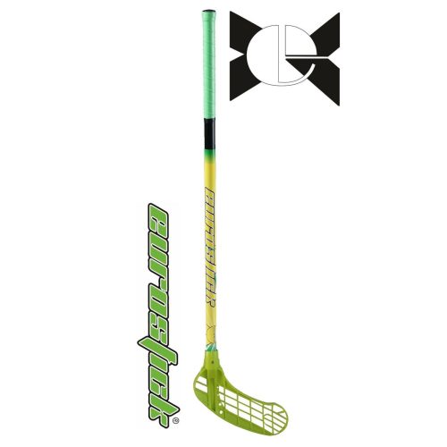  Eurostic Force One Green | Floorball ütő (floorball grippes egyedi senior űtő, 95/106 cm nyél és jobbra ívelő fej)