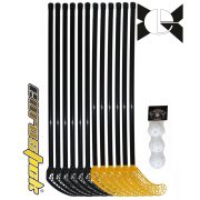   Floorball szett, iskolai (svéd, ABS 15 részes szett Alpha , 95/107 cm flexibilis nyél)